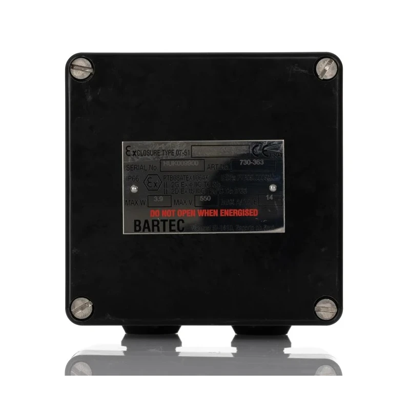 Bartec GB Series Black Polyester Junction Box IP66, 10 Terminals, ATEX Certified, 122mm Length x 120mm Width x 90mm Height 