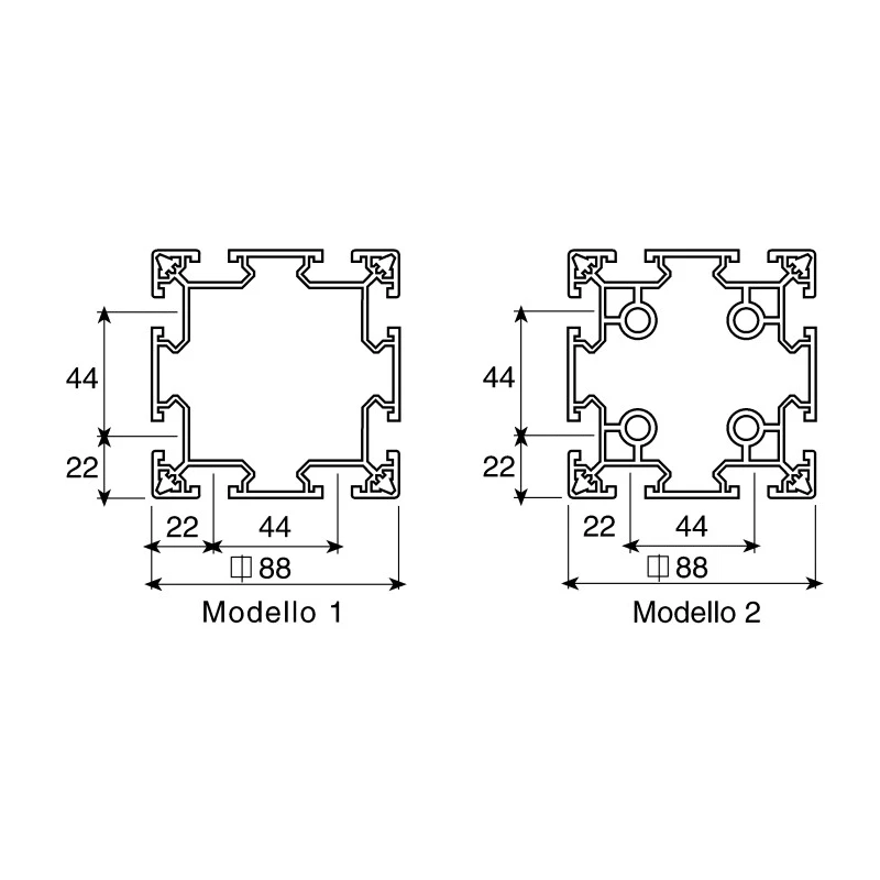 FlexLink Silver Aluminium Strut Profile 88 x 88 mm 11 mm Groove, 2 m Length, Series XC XCBL 2X88