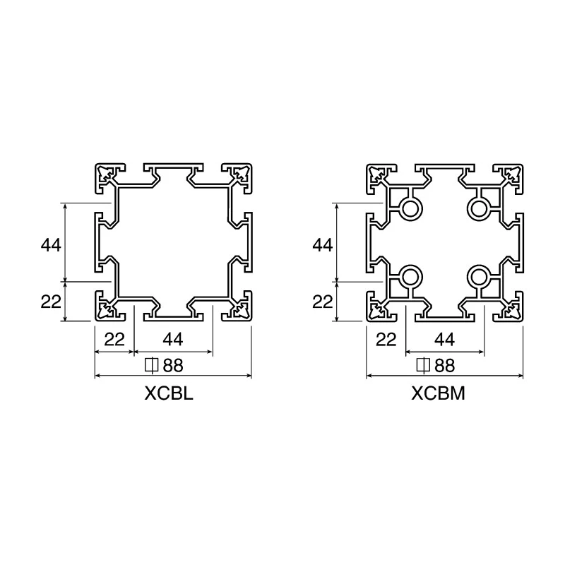 FlexLink Silver Aluminium Strut Profile 88 x 88 mm 11 mm Groove, 2 m Length, Series XC XCBL 2X88