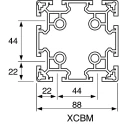 FlexLink Silver Aluminium Strut Profile 88 x 88 mm 11 mm Groove, 2 m Length, Series XC XCBL 2X88
