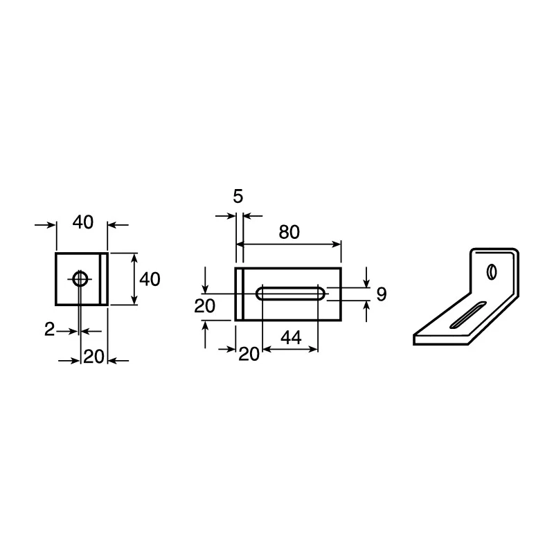 FlexLink M6 Extruded Angle Bracket Connecting Component for Strut Profile 40 to 80 mm² Groove Size 11 mm XCFA 44