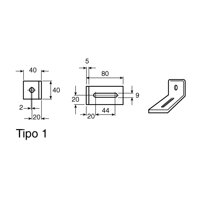 FlexLink M6 Extruded Angle Bracket Connecting Component for Strut Profile 40 to 80 mm² Groove Size 11 mm XCFA 44