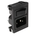 Bulgin C14 Straight Snap-in IEC Connector, 250V, 10A, Fuse Size 5 x 20 mm BZV03/Z0000/01