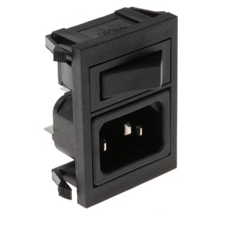Bulgin C14 Straight Snap-in IEC Connector, 250V, 10A, Fuse Size 5 x 20 mm BZV03/Z0000/01