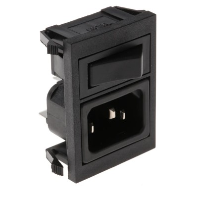 Bulgin C14 Straight Snap-in IEC Connector, 250V, 10A, Fuse Size 5 x 20 mm BZV03/Z0000/01