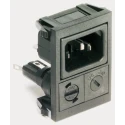 Bulgin C14 Straight Snap-in IEC Connector, 250V Female, Fuse Size 5 x 20 mm, 10A BZV03/Z0000/14