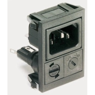 Bulgin C14 Straight Snap-in IEC Connector, 250V Female, Fuse Size 5 x 20 mm, 10A BZV03/Z0000/14