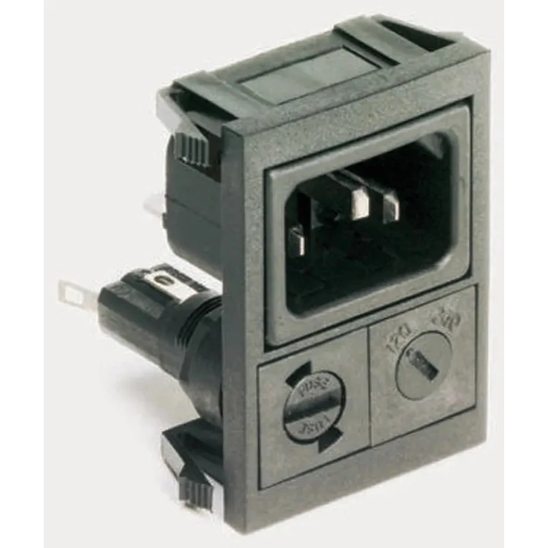 Bulgin C14 Straight Snap-in IEC Connector, 250V Female, Fuse Size 5 x 20 mm, 10A BZV03/Z0000/14