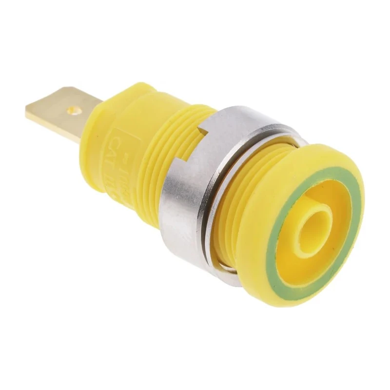 Hirschmann Test & Measurement Yellow Green Female Banana Socket 4 mm Connector Tab Termination 1000 V AC DC 972356188