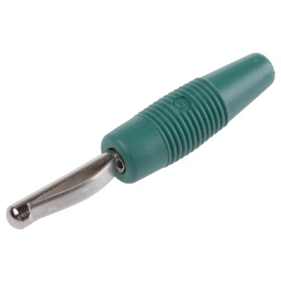 Hirschmann Test & Measurement Green Male Banana Plug 4 mm Connector Solder Termination 30 V ac 60 V dc 30 A Nickel 930047104