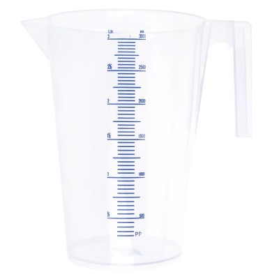 RS PRO Polypropylene Laboratory Measuring Jug 3L Capacity 212 mm Length Model 263-2570