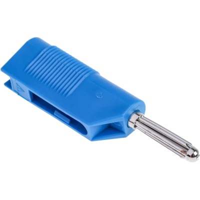 RS PRO Hirschmann Test & Measurement Blue Male Banana Plug 4 mm Connector Screw Termination 60V dc 30A Nickel 930729102