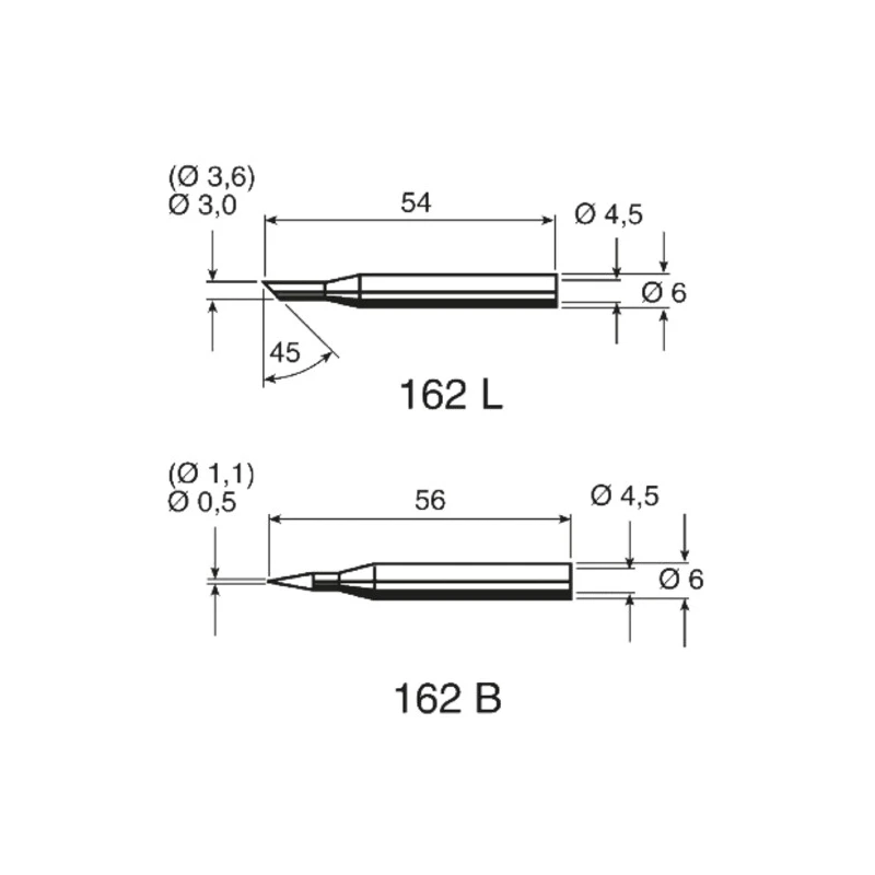 Ersa 3 mm Hoof 54 mm Soldering Iron Tip for use with Multitip C15, Tip 260 162LD/SB