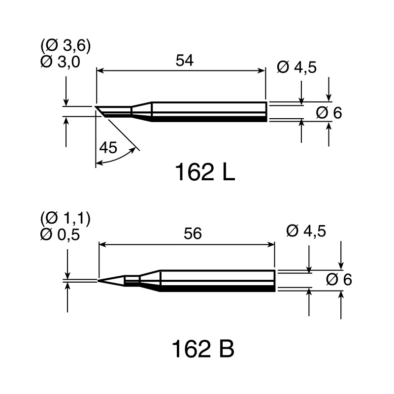 Ersa 3 mm Hoof 54 mm Soldering Iron Tip for use with Multitip C15, Tip 260 162LD/SB