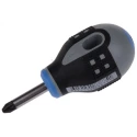 Bahco Stubby Screwdriver PZ2 Tip 25 mm Blade Bi-Material Handle Alloy Steel Blade BE-8802