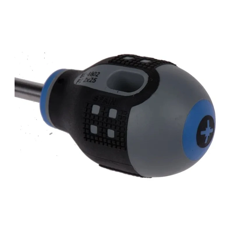 Bahco Stubby Screwdriver PZ2 Tip 25 mm Blade Bi-Material Handle Alloy Steel Blade BE-8802