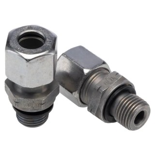 Parker Hydraulic Fitting Male G Thread, 90 Degree Angle, Steel Zinc Plated, 10 mm Hose ID GE10LREDCF