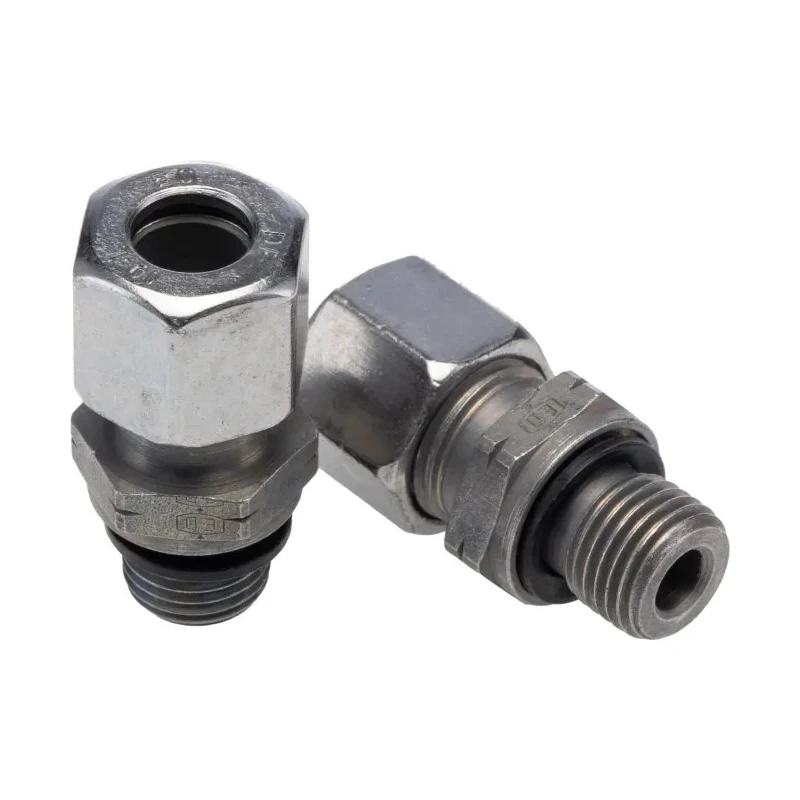 Parker Hydraulic Fitting Male G Thread, 90 Degree Angle, Steel Zinc Plated, 10 mm Hose ID GE10LREDCF
