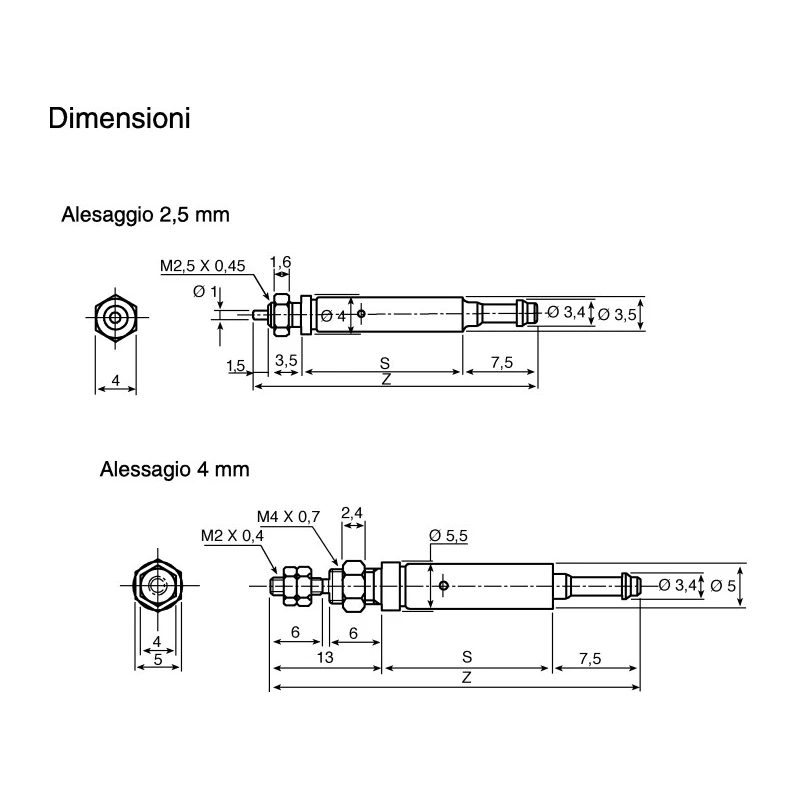 SMC 5 mm Pneumatic Piston Rod Cylinder, CJ1 Series, 40mm Length, 500 mm/s Max Piston Speed, 70°C Max Operating CJ1B4-5SU4