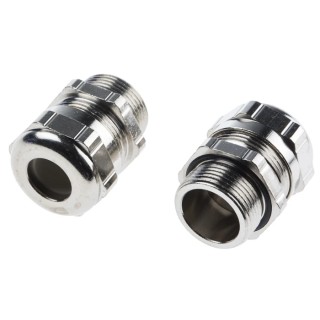 ABB Metallic Nickel Plated Brass Cable Gland, M25 Thread Size, 6 mm Min. Cable Diameter, 11 mm Max. Cable Diameter 264-7364