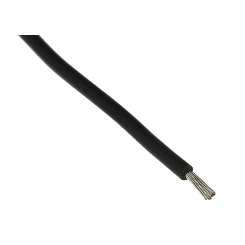 RS PRO Black Hook Up Wire, 32/0.2 mm Core Strands, 100 m Silicone Rubber Insulated, 500 V, 180°C Maximum Operating 265-3022