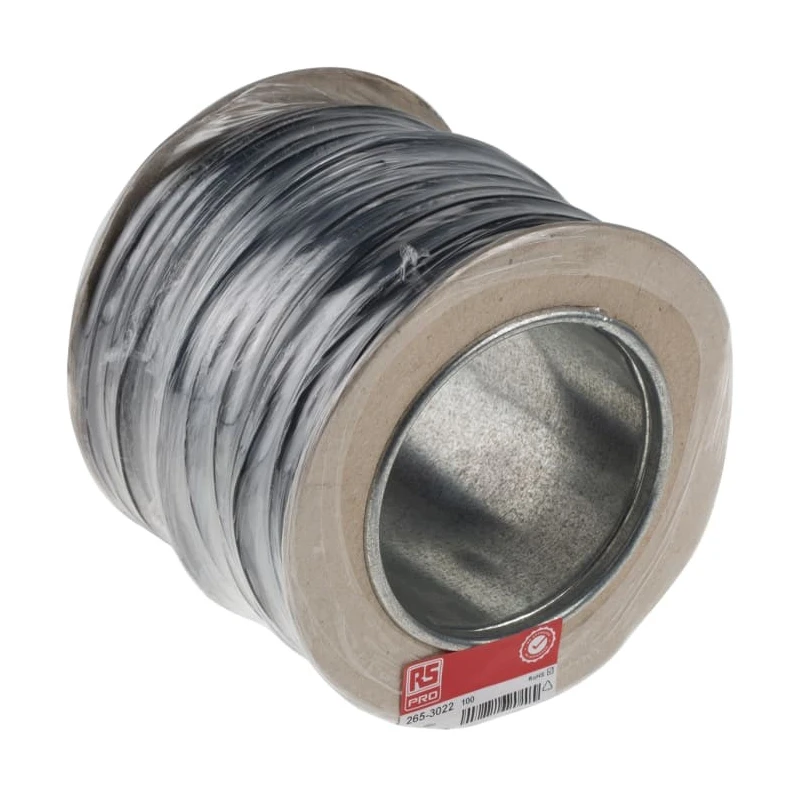 RS PRO Black Hook Up Wire, 32/0.2 mm Core Strands, 100 m Silicone Rubber Insulated, 500 V, 180°C Maximum Operating 265-3022