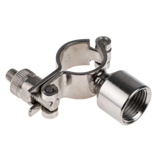 RS PRO Zinc Plated Stainless Steel Silver Hinged Pipe Clamp 1in 0.5in Fixing Hole Diameter 265-4889
