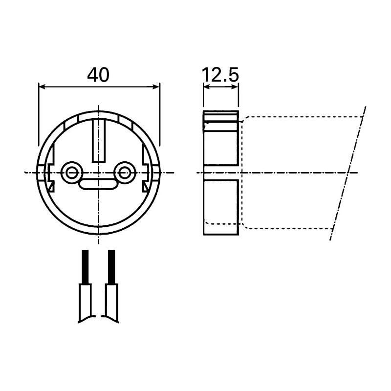 BJB CFL, Fluorescent, Halogen, HID, Incandescent, LED Lamp Holder T12 Screw 4 Pins Push-Wire 12.5mm Length 40mm Width 47700