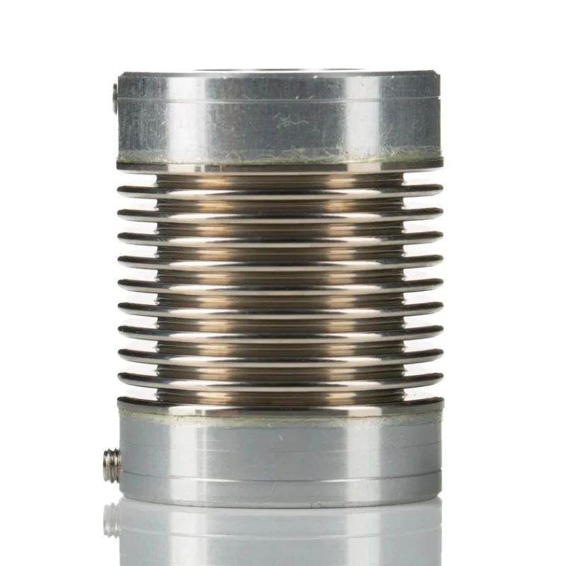 Huco Flexible Nickel Bellows Coupler 25 mm OD, 35 mm Bore A, 36 mm Bore B, 33 mm Length, Screw Style 321.25.3536