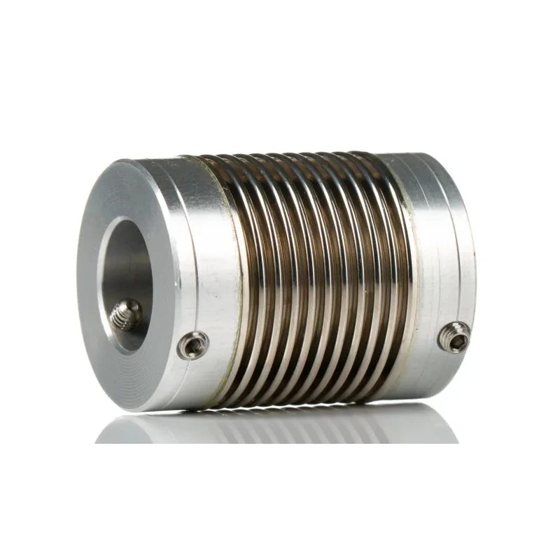 Huco Flexible Nickel Bellows Coupler 25 mm OD, 35 mm Bore A, 36 mm Bore B, 33 mm Length, Screw Style 321.25.3536