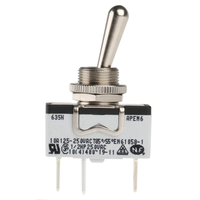 APEM Panel Mount Toggle Switch On-On SPST Tab Terminal 24 V DC 250 V AC 635H/2