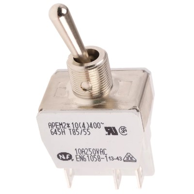 APEM Toggle Switch Panel Mount On-On DPST Tab Terminal 24V dc 10A 250V ac 645H/2