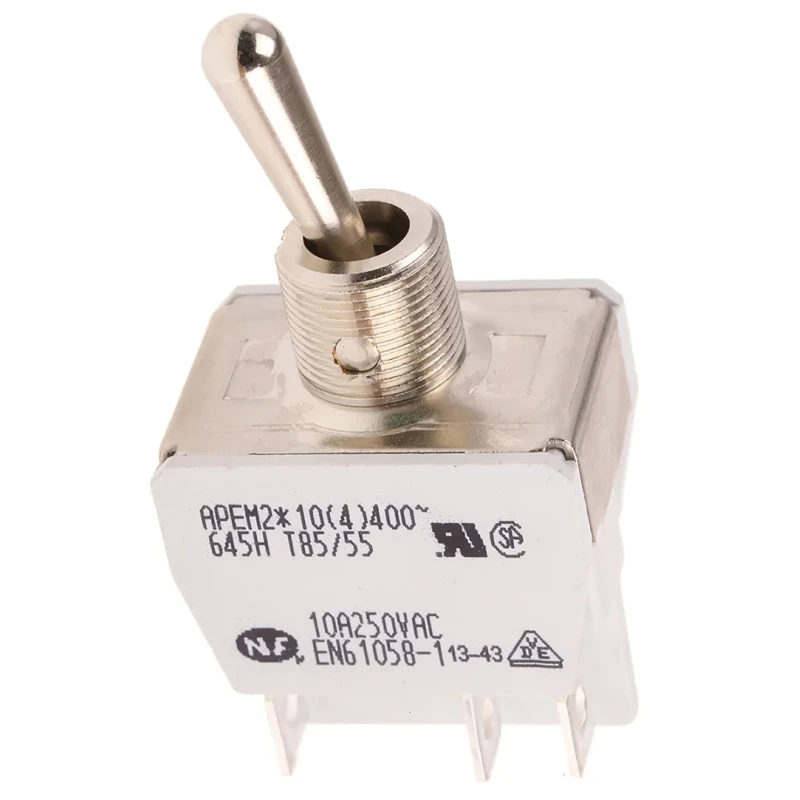 APEM Toggle Switch Panel Mount On-On DPST Tab Terminal 24V dc 10A 250V ac 645H/2