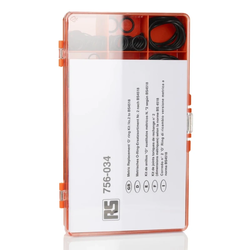 RS PRO Metric O-Ring Kit Nitrile 510 Pieces Temperature Range -30°C to 120°C 70 Shore Hardness 756-034