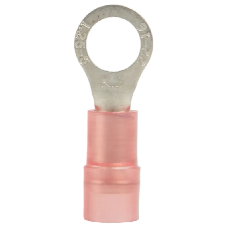 RS PRO Insulated Nylon Ring Terminal, M5 Stud, 22-16 AWG Wire Size, Copper Tin Plated, Red 267-3616