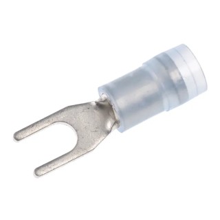RS PRO Insulated Fork Terminal 16 AWG to 14 AWG Nylon Blue 6mm Width M3.5 Stud Size 22mm Length 267-3852