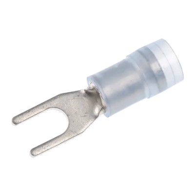 RS PRO Insulated Fork Terminal 16 AWG to 14 AWG Nylon Blue 6mm Width M3.5 Stud Size 22mm Length 267-3852