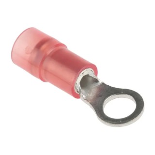 RS PRO Insulated Ring Terminal Nylon Red M4 Stud Size 22 AWG to 16 AWG Wire 0.5-1.5mm² 20.4mm Length 0.75mm 267-3638