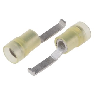RS PRO Hooked Insulated Crimp Blade Terminal 17.2 mm Blade Length, 12 AWG to 10 AWG, Yellow 267-4085