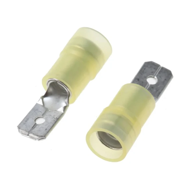 RS PRO Yellow Insulated Male Spade Connector Crimp 0.8 x 6.35 mm Tab Size 12 AWG to 10 AWG 267-4041