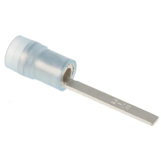 RS PRO Insulated Crimp Blade Terminal 18 mm Blade Length, 16 AWG to 14 AWG, Blue 267-4502