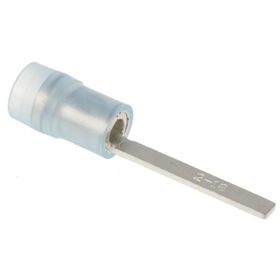 RS PRO Insulated Crimp Blade Terminal 18 mm Blade Length, 16 AWG to 14 AWG, Blue 267-4502