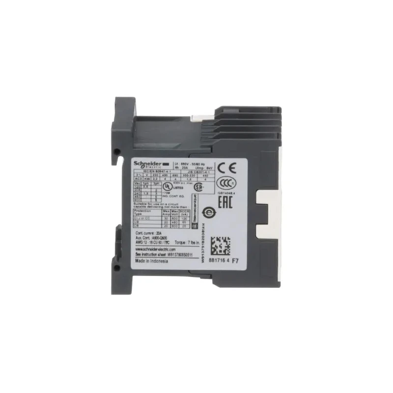 Schneider Electric TeSys K 3-Pole 9A, 4 kW Contactor with 110V AC Coil LC1K0910F7