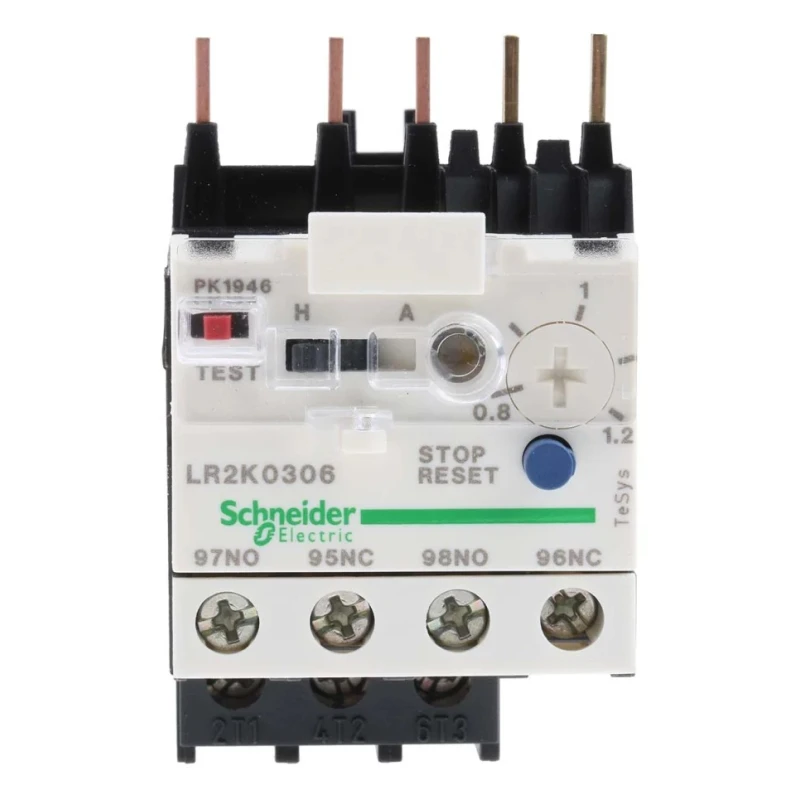 Schneider Electric TeSyS LR Thermal Overload Relay, 1 NO/1 NC, 0.8–1.2 A Adjustable Current Range, 100 W, 250 V DC, LR2K0306