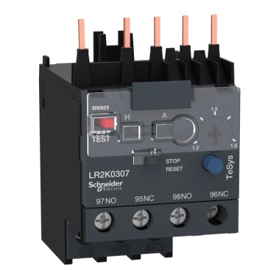 Schneider Electric TeSyS LR Thermal Overload Relay 1 NO/1 NC, 1.2-1.8A Adjustable Current, 100W Power Rating, 250 V LR2K0307
