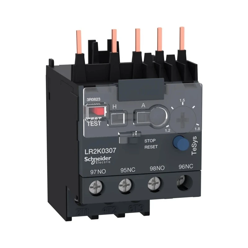 Schneider Electric TeSyS LR Thermal Overload Relay 1 NO/1 NC, 1.2-1.8A Adjustable Current, 100W Power Rating, 250 V LR2K0307