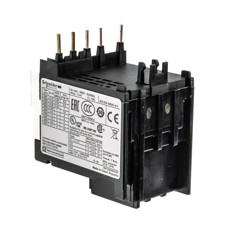 Schneider Electric TeSyS LR Thermal Overload Relay 1 NO/1 NC, 1.2-1.8A Adjustable Current, 100W Power Rating, 250 V LR2K0307