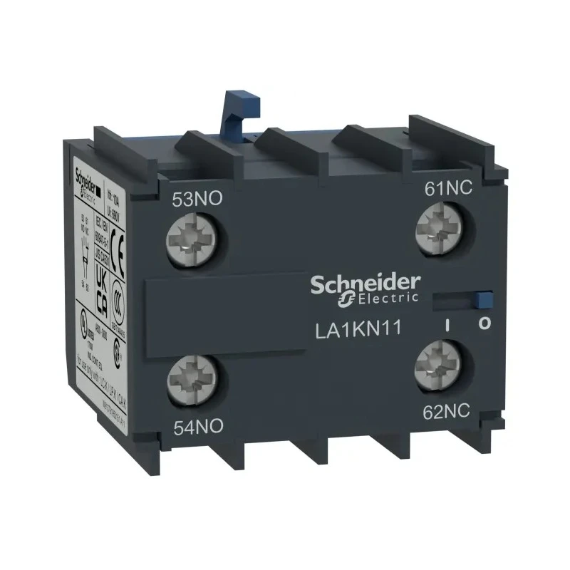 Schneider Electric Auxiliary Contact, 2 Contact, 1 NO/1 NC, TeSyS CA, Screw, DIN Rail Mount, 10 A, 600V AC, LA1KN11