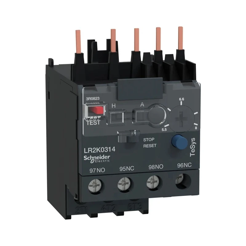 Schneider Electric TeSyS LR Thermal Overload Relay 1 NO/1 NC, 5.5A–8A F.L.C, 8A Contact Rating, 100 W, 250 V dc LR2K0314