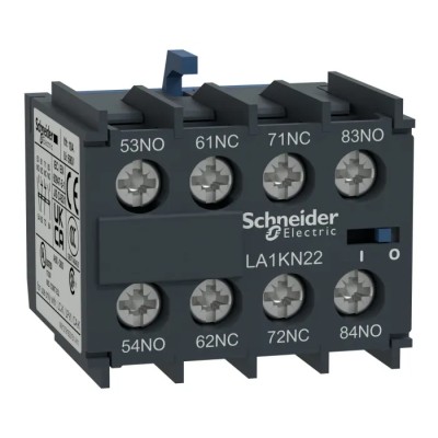 Schneider Electric Auxiliary Contact, 4 Contact, 4 NO, TeSyS CA Series, Front Mount, 10 A, 600V AC, LA1KN40
